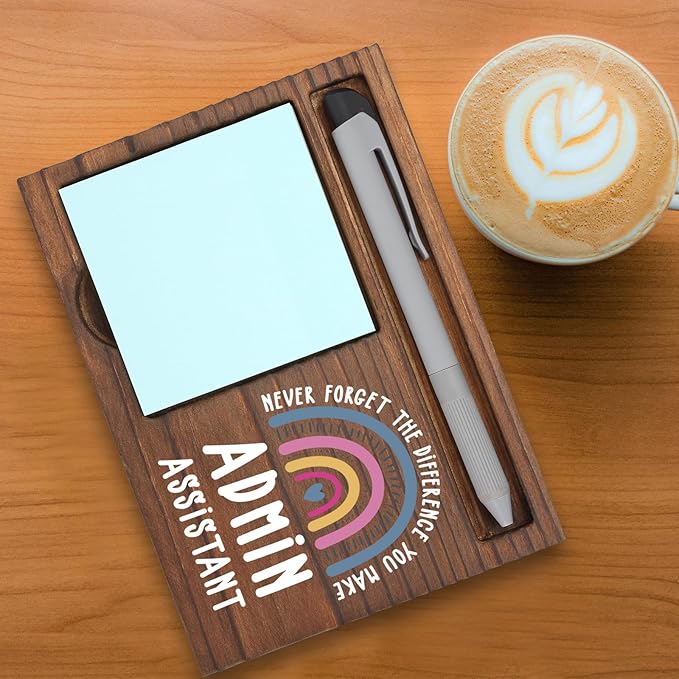 Admin Assistant Gifts Sticky Note Holder, Thank You Gift for Administrative Assistants, Office Staff Recognition for Admin Appreciation Week, Birthday or Holiday Self-Stick Note Pad Holders PB017