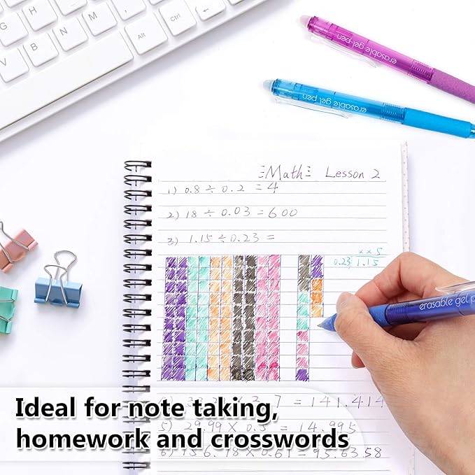 Vanstek 18 Colors Retractable Erasable Gel Pens Clicker, Fine Point(0.7), Make Mistakes Disappear, Premium Comfort Grip for Drawing Writing Planner and Crossword Puzzles