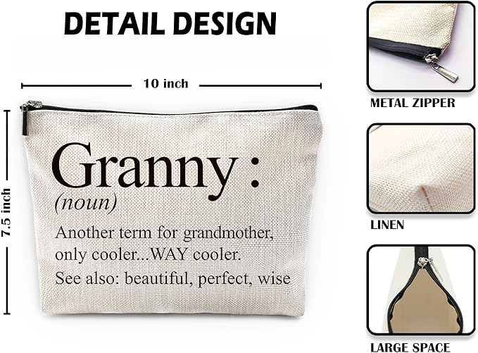 Sufamb Granny Gifts Makeup Bag, Best Granny Gifts for Mother's Day Birthday from Grandkids Cosmetic Bags, Gift for Grandma Portable Small Toiletry Bag Zipper Makeup Pouch