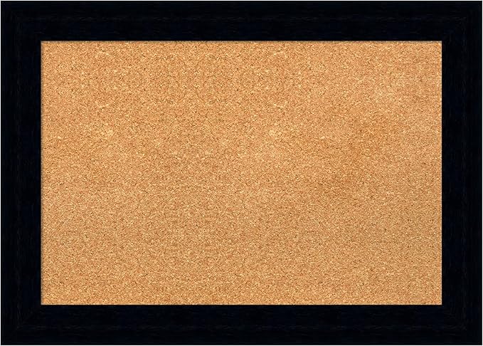 Amanti Art Natural Cork Board for Wall, 20x28 Vision Board with Black Wood Frame, Medium Corkboard Office Decor for Home Organization, Modern Corkboard Pinboard to Display Items for Home Organization