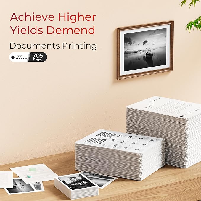 67XL Ink Cartridge (2-Black) Compatible for HP Ink 67 for HP 67XL Black Ink Cartridge High Yield for Deskjet 2700 2700e 2755e 2710e 2720e 4100e 4120e 4155e 4255e Envy 6000 6055e 6420e 6455e Series