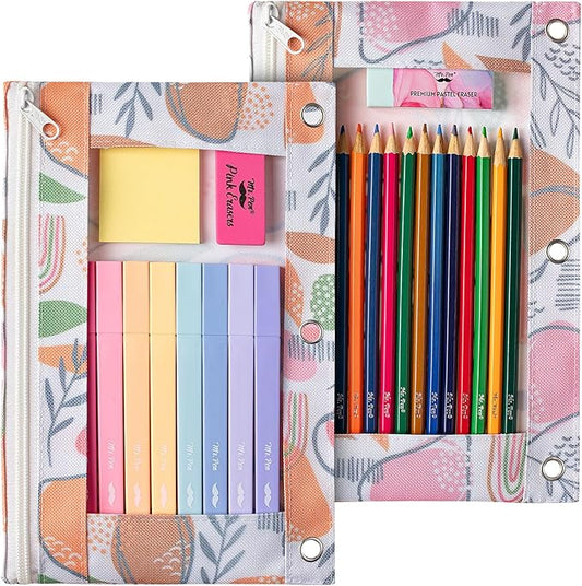 Mr. Pen- Pencil Pouch 2Pack - Zipper Pencil Cases for 3-Ring Binder
