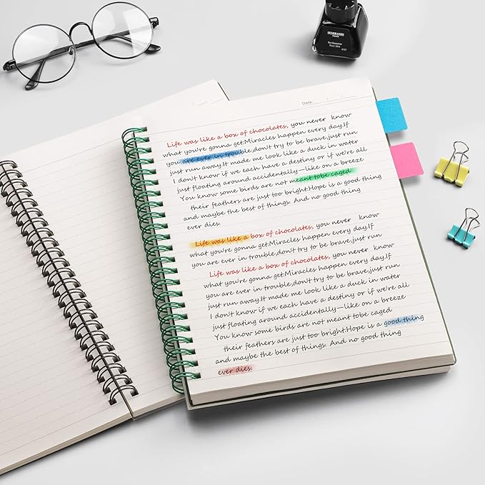 EMSHOI 3 Pack Spiral Notebook 7.48" x 10.15" - B5 Large Composition Notebooks College Ruled, 480 Pages 100gsm Lined Paper, Plastic Hardcover Journals for Writing Women Men Work School Supplies Gifts