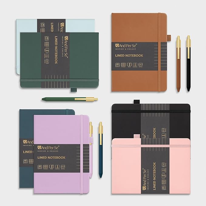 A5 Lined Leather Journal and Pen Set (3 packs), Hardcover Notebook with Pen, 160 Pages 100gsm Thick Ruled Paper for Men Women, for Work, Business, School or Home Writing, 5.7'' x 8'' (Black)