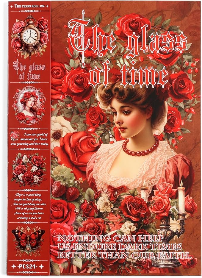 Vintage Ephemera Sticker 24 Sheets precut 300 washi Stickers Paper Journal Stickers for Adults People Scrapbook Stickers Scrapbooking Supplies