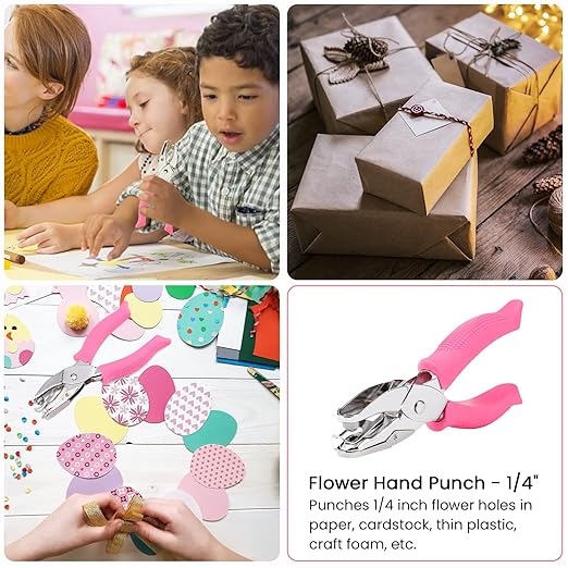 MyArTool Flower Hole Punch, 1/4 Inch Handheld Flower Paper Punch with Soft Grip, Flower Shape Hole Puncher for Paper Crafts, Cardstock, Gift Wrapping, Greeting Cards and Scrapbooks