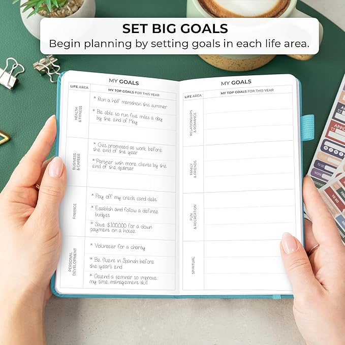 Clever Fox Pocket Planner Weekly – Undated Monthly Goal Planner and Calendar, Mini Planner Perfect for Purse, 3.7x6.7" (Aquamarine)