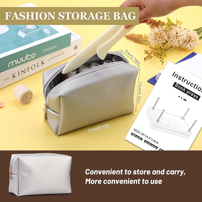 45 Pcs Book Binding Kits Bookbinding Kit Book Press 7.9”x11.6” with Book Binding Materials Bone Folder Tool Binding Cloth Webbing Strap and Storage Bag for Binding and Repair