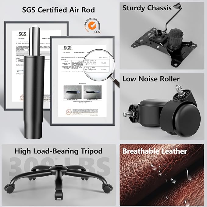 PU Leather Executive Office Chair, Ergonomic Mid-Back Computer & Gaming Chair with Adjustable Height, Rolling Swivel & Flip-Up Armrests, Comfy Padded Seat for Home Office-Brown