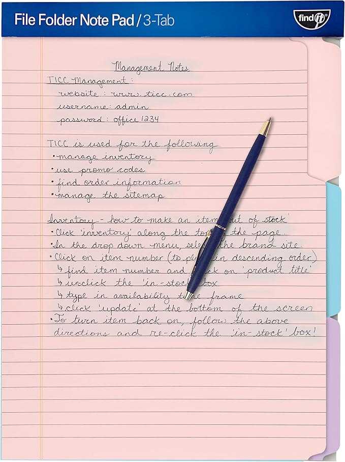 Find It File Folder Notepad - Pack of 12-9.5 x 12.5 Inch Notebook Organizer Folders for Filing, Document, and Clipboard Organization - Pastel