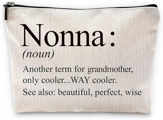 Sufamb Nonna Gifts Makeup Bag, Nonna Gifts for Mother's Day Birthday from Grandkids Cosmetic Bags, Best Grandma Gift Portable Small Toiletry Bag Zipper Makeup Pouch