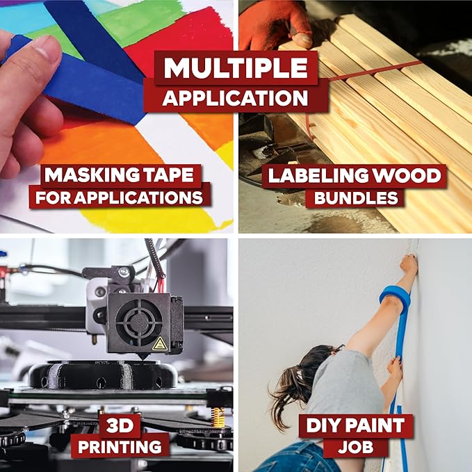 XFasten Professional Blue Painters Tape, Multi-Use, 3 Inches x 60 Yards Blue Tape - Sharp Edge Line Technology, Produces Sharp Lines | Residue-Free and Artisan Grade Wall Trim Tape