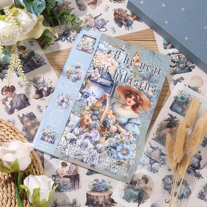Vintage Ephemera Sticker 24 Sheets precut 300 washi Stickers Paper Journal Stickers for Adults People Junk Journal Sticker Book Scrapbooking Supplies