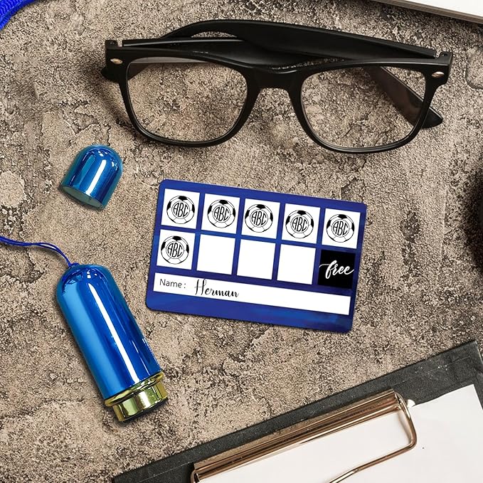 Custom Loyalty Card Personalized Self-Inking Stamp for Business, Reward, Food - Small Round Rubber