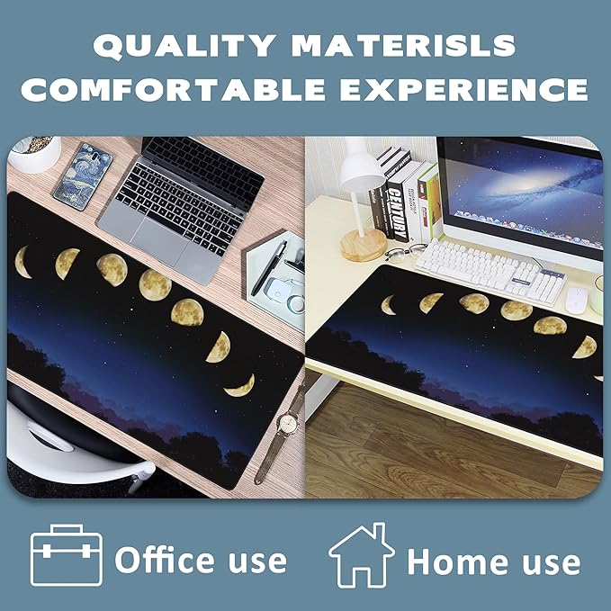 Large Mouse Pad Moon Phase Extended Gaming Mouse Pad Non-Slip Desk Mat with Stitched Edge Laptop Computer Keyboard Mousepad for Office Home 35.4" x 15.7"