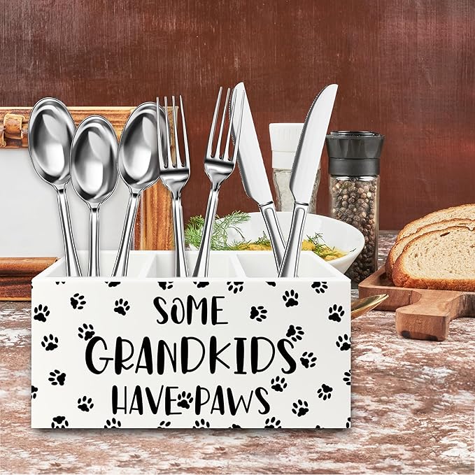 Dog Grandparents Gifts Pen Pencil Holder Organizer for Desk, Some Grandkids Have Paws Wooden Box Signs Decorations for Home Office Desk Tabletop, Dog Grandma Grandpa Gifts