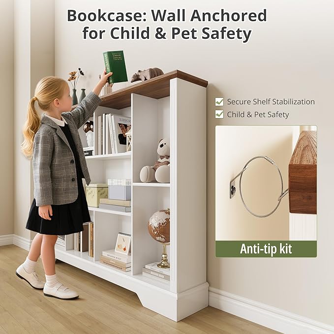 10 Cube Storage Bookcase, Modern 3-Tier Wooden Storage Organizer Open Bookshelf with Base for Living Room, Bedroom, Home Office