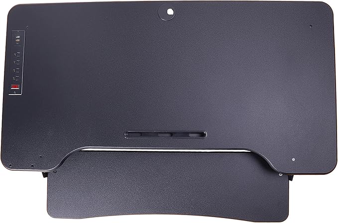 Rocelco 46" Electric Standing Desk Converter with AC Outlet USB Charger - Motorized Height Adjustable Sit Stand Up Triple Monitor Riser - Tabletop Workstation Large Keyboard Tray - Black (R EDRB-46)