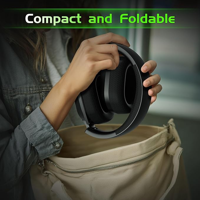Wireless Gaming Headset for Xbox Series X/S, Xbox One, PS5, PC, Mac, Bluetooth 6.0 Gaming Headphones with Flip-to-Mute Noise-Canceling Mic, Foldable, 3D Surround Sound, 45H Battery - Black
