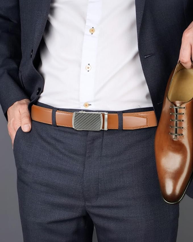 CHAOREN Mens Belt Leather Ratchet Belt - Customizable Fit, Effortless Style (35mm)