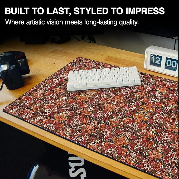 MPCO. Arabic Textiles Large Gaming Desk Pad - 36" x 17" Aeroglyde Fabric Goldenrod Desk Mats - Non-Slip, Washable, Smooth Glide for Precision Gaming & Work