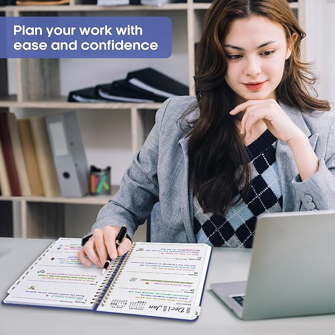 2026 Planner, Weekly and Monthly Calendar Planner Book, January 2026 - December 2026, Hardcover Spiral Planner with Monthly Tabs, Notes Pages, Perfect for Women & Men, A5 (6.4" x 8.5") - Royal Blue