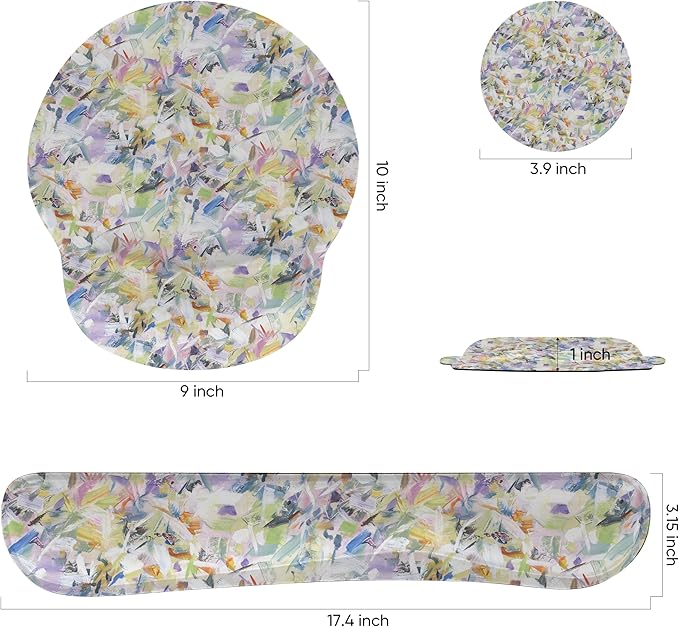 RRICHEN Mouse Pad with Wrist Rest, 3-in-1 Computer Mouse Pads, Keyboard Wrist Rest and Coaster Set, Non-Slip Keyboard Wrist Rest and Mouse Pad Set Ergonomic Design (YKMWR-57)