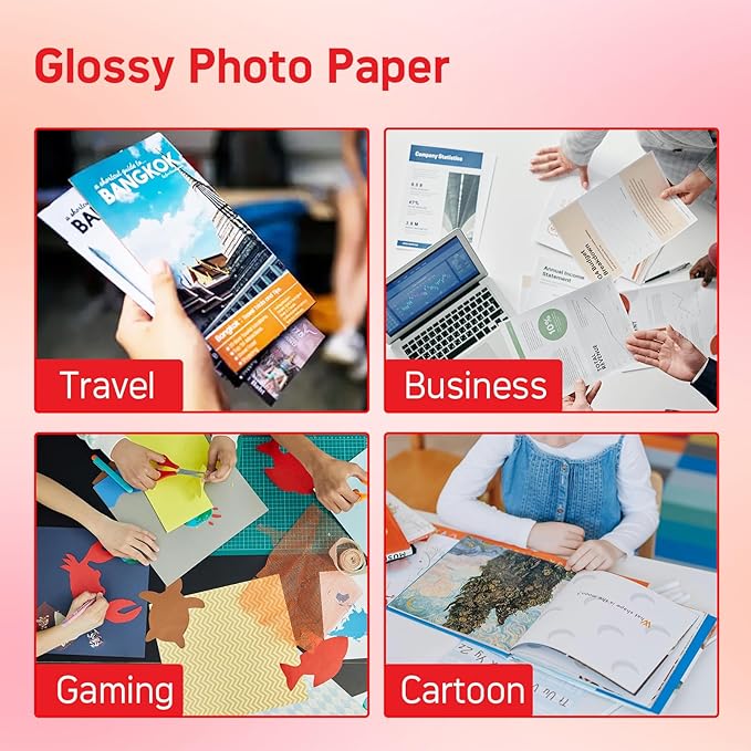 140gsm Double Sided Glossy Photo Paper 100 Sheets 11x17 Inches for Inkjet Printer and Dye Ink