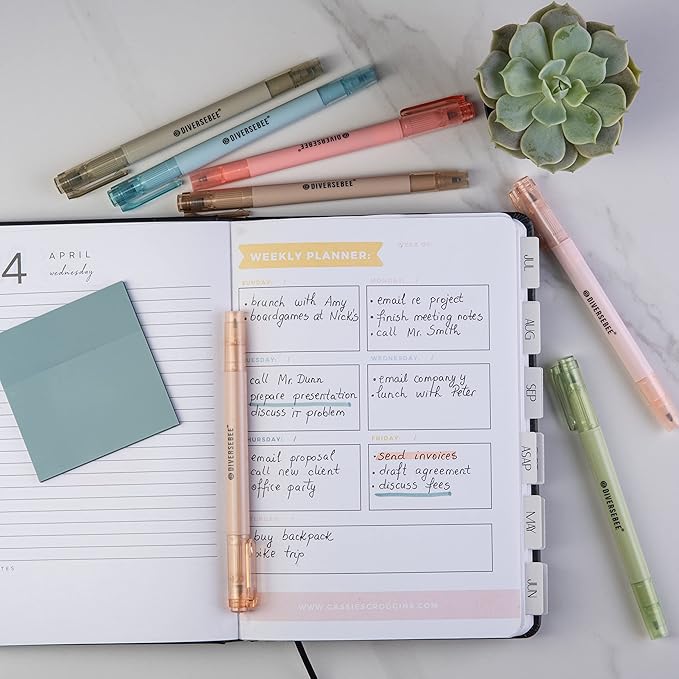 DIVERSEBEE Dual Tip Bible Highlighters and Pens No Bleed, 8 Pack Assorted Colors Quick Dry Highlighters Set, Cute Markers, Bible Study Journaling School Office Supplies and Accessories (Earthy)