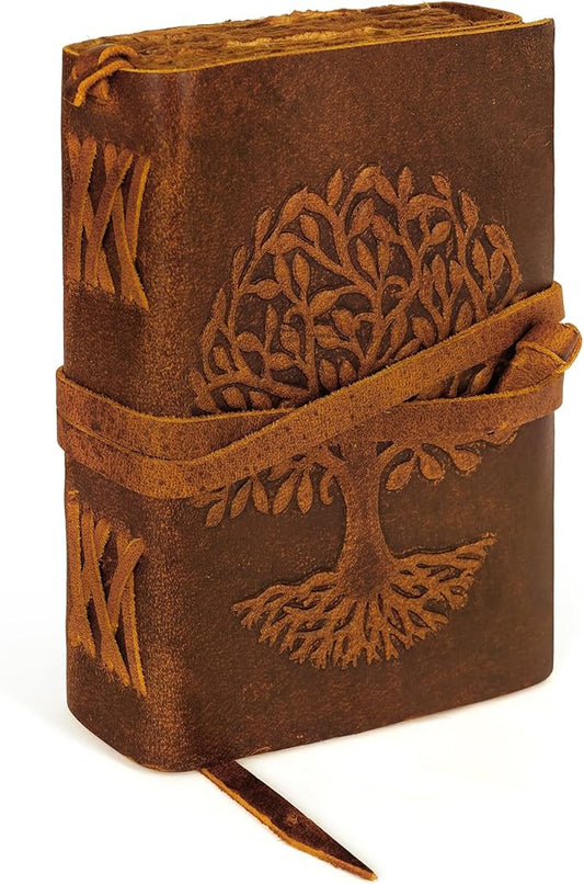 LUXEORIA Tree Of Life Leather Journal for Women and Men, Handcrafted Leather Journal for Writing Womens, Sketchbook, Travel Diary with Unlined Deckle Paper, Tan 6x8