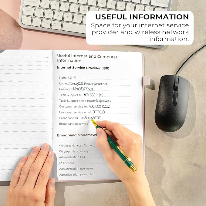 Clever Fox Password Book with alphabetical tabs. Internet Address Organizer Logbook. Large Password Keeper for Website Logins (Rose Gold)