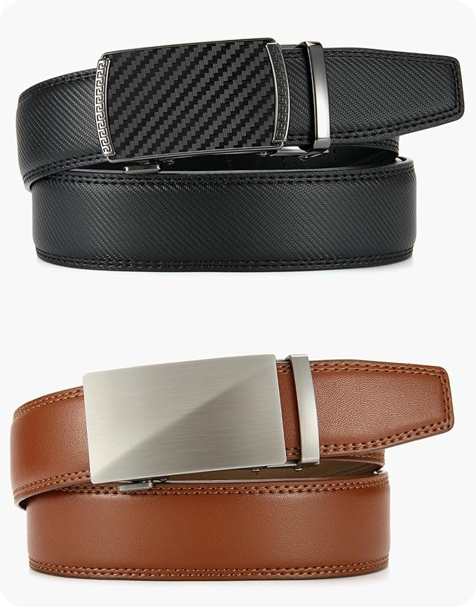 CHAOREN Leather Ratchet Belt Men 2 Pack - Customizable Fit, Effortless Style (35mm)