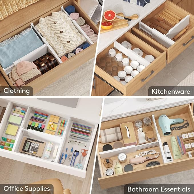 Lifewit 10 Pack Drawer Dividers 5" High, 13.5-22" Adjustable Clothes Organizers, Expandable Dresser Separators in Bedroom/Bathroom/Kitchen/Office