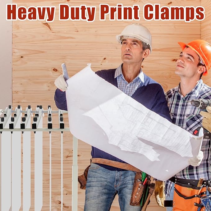 Estune Blueprint Hanging Clamps Binding Strips Storage for Construction Paper Poster Plans Drawings Arts (6, 42 Inches)