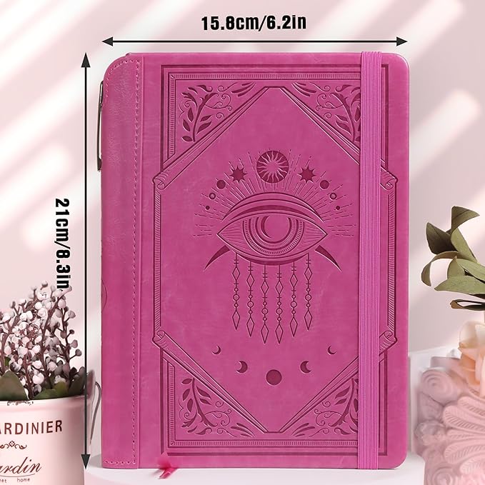 TIEFOSSI Lined Journal Notebook for Women Men, Leather Journal with Pen, A5 Evil Eye Hardcover Notebook for Work, Journaling, Travel & School, 100 GSM Thick Paper, 320 Numbered Pages, 6.2 x 8.3 in