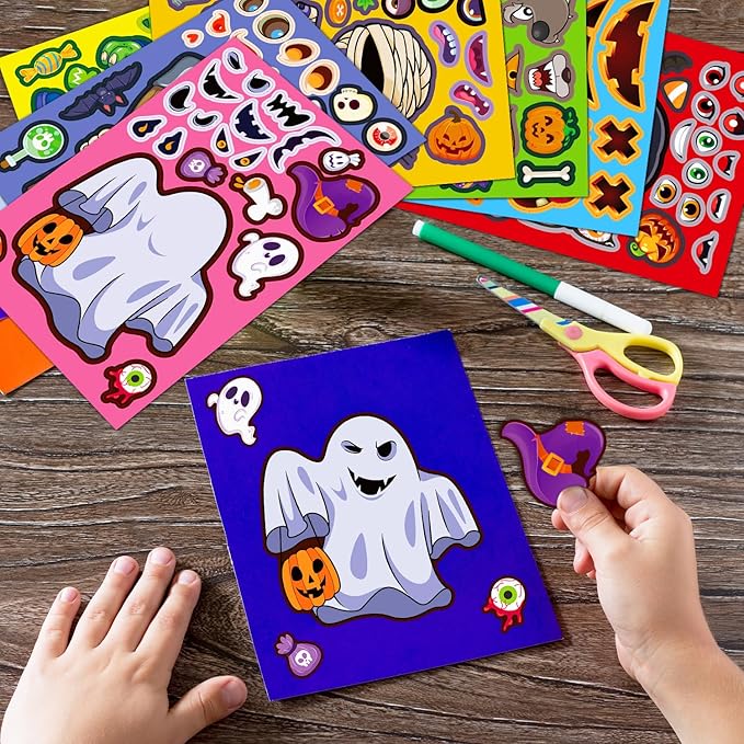 Halloween Stickers for Kids, DIY Crafts Halloween Goodie Bag Stuffers, Party Games Activities Pumpkin Stickers Party Favors Decorations Supplies