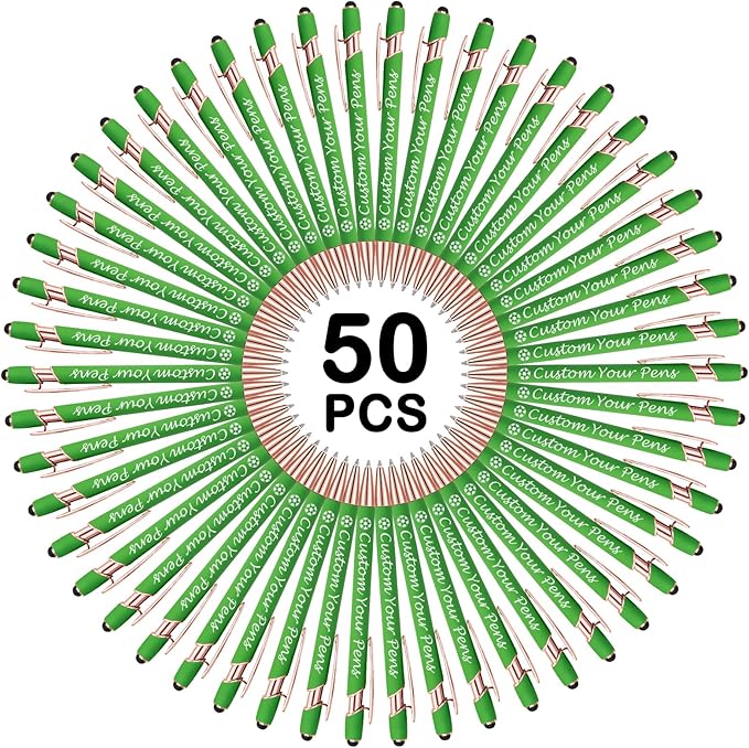 Amlion Personalized Custom Pens with Name Engraved Logo Text,50 Customized Writing Stylus Pen Promotional Item Gift for Men Women Office Business Wedding-Lighr Green