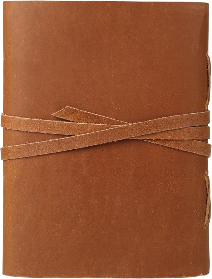 Handmade Leather Journal/Writing Notebook Diary/Bound Daily Notepad For Men & Women Unlined Paper Medium, writing pad gift for artist, sketch (Tan, 7 x 5)