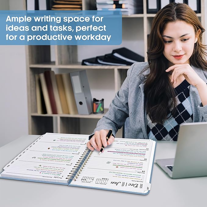 2026 Planner 8.5" x 11", Weekly and Monthly Calendar Planner Book, January 2026 - December 2026, Hardcover Spiral Planner with Monthly Tabs, Notes Pages, Perfect for Women & Men, A4 - Blue