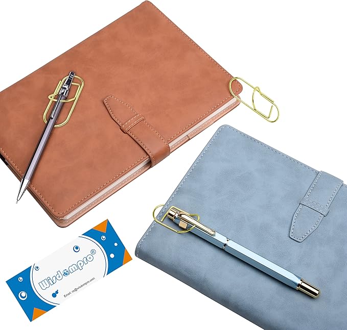 Wisdompro Pen Clip, 12 Pack Stainless Steel Pen Clip Holder for Notebook, Books, Journal, Clipboard, Paper, etc. - Fits Almost Any Pen Size (Gold)