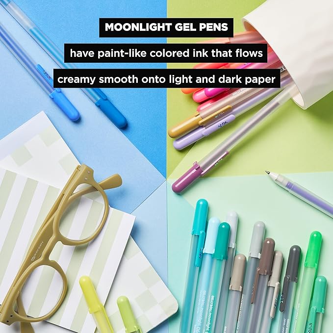 SAKURA Gelly Roll Moonlight Size 10 Gel Pens - Bold Point Ink Pen for Journaling, Art, or Drawing - Assorted Colored Ink - Bold Line - 25 Pack