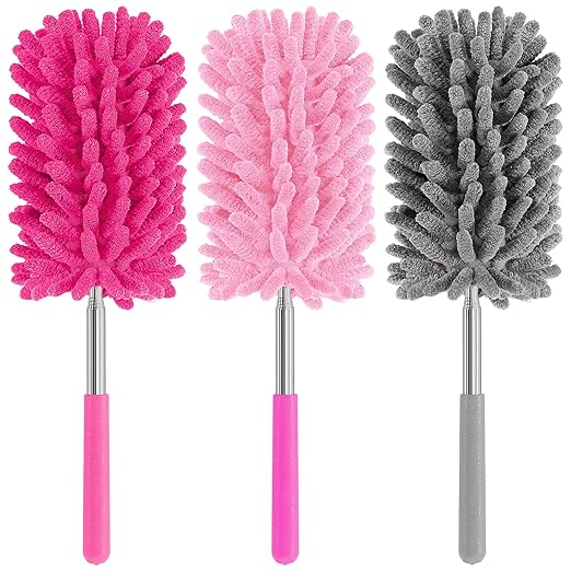 Mini Duster for Cleaning, 360° Bendable Hand Dusters with Extension Pole, Washable Small Duster for Car Interior, Office, Furniture