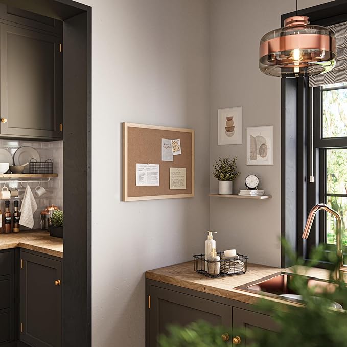 U Brands Cork Bulletin Board,18 x 24 Inches, Light Birch Wood Frame (265U00-01)