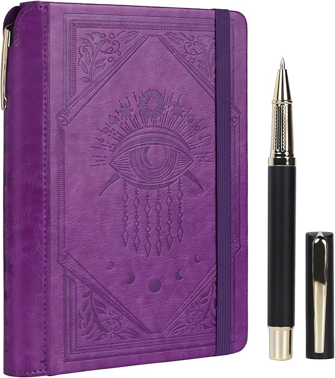 TIEFOSSI Lined Journal Notebook for Women Men, Leather Journal with Pen, A5 Evil Eye Hardcover Notebook for Work, Journaling, Travel & School, 100 GSM Thick Paper, 320 Numbered Pages, 6.2 x 8.3 in