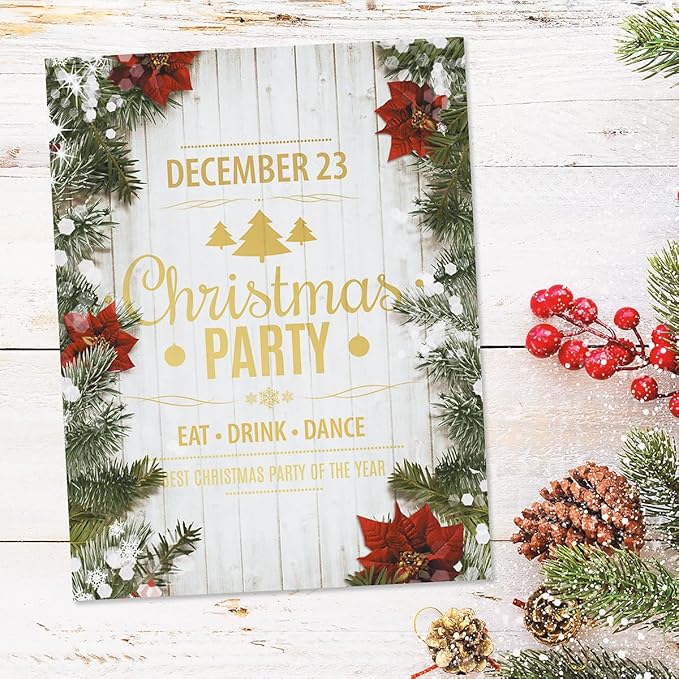 Poinsettia Pine Christmas Stationery - Holiday Letters, Computer Printer Paper, 25 Sheets, 8½ x 11 Inch, by Current