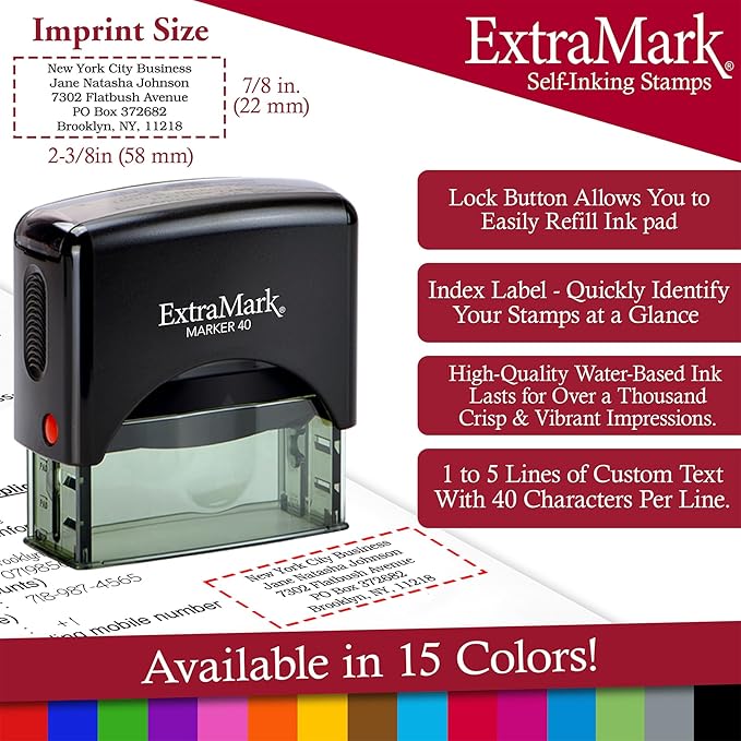 Return Address Stamp - Custom Self Inking Rubber Stamp - Personalized Stamp - Customizable Text with 15 Colors - Wedding Invitation & Housewarming Rubber Stamp