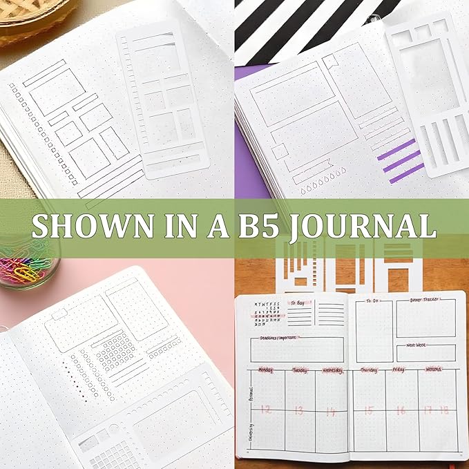 Handmade Flexible Record Template, Reusable Flexible Planner Stencils for Dot Grid Journaling, Calendar, Checklists, Scrapbooking & DIY Craft Supplies (C)