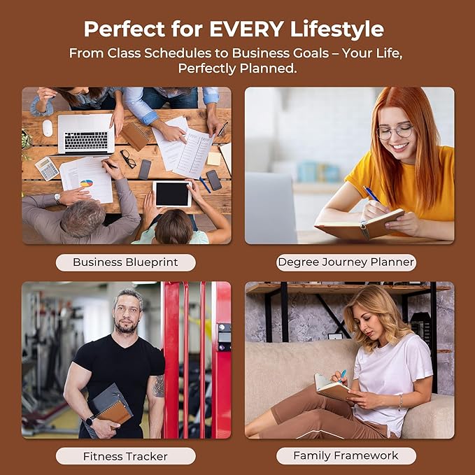 Planner 2025-2026 Daily Weekly and Monthly,6.5"x3.75",18 Months Spiral Bound Calendar Agenda with Self-adhesive Pen Holder,2026 Academic Plan with Vegan Leather Soft Cover,Brown