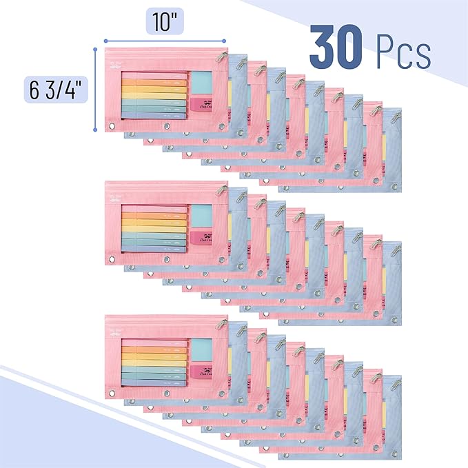 Mr. Pen- Pencil Pouch, 30pcs, Pink & Blue, Pencil Pouches, Zipper Pencil Pouch for 3 Ring Binder Pencil Pouch, Pencil Cases, Pencil Case for Binder Pouch, 3 Ring Binder Pouch, Pencil Bags with Zipper