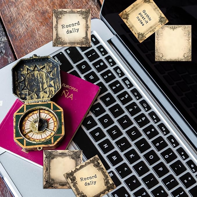 9 Pieces Halloween Gothic Sticky Notes Self-Adhesive Gothic Style Design Note Pads Gothic Style Sticky Memo Notes for School Office Home Supplies Students Teachers Gift